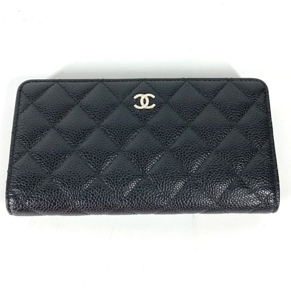 CHANEL CC Coco Mark Matelasse Quilted Bifold Long Wallet in Caviar Leather, W... - Picture 1 of 16